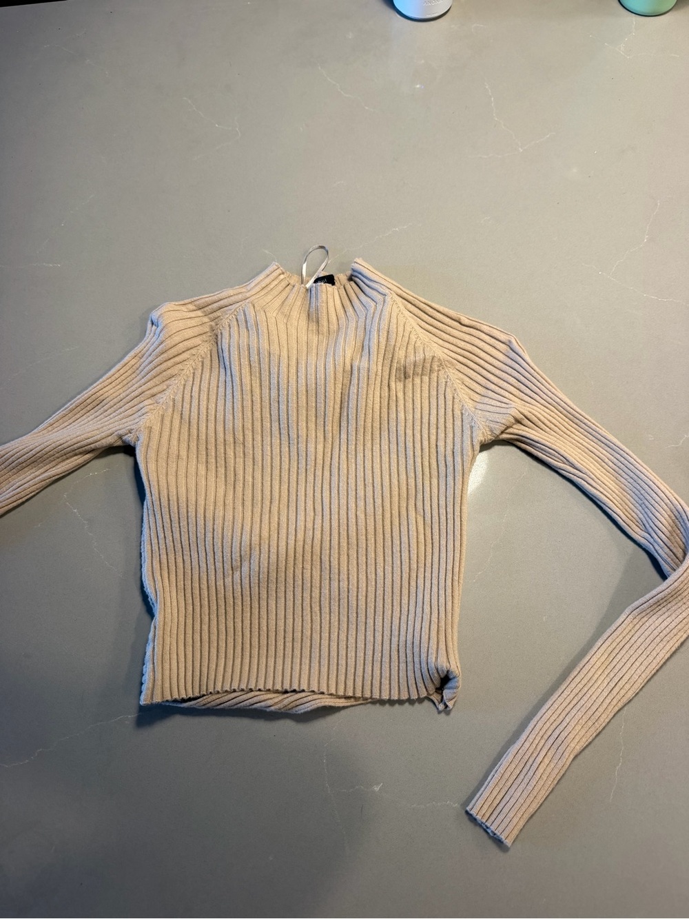 Ribbed Mock Neck Long Sleeve Top